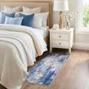 RELEANY Washable Area Rugs 2'x5' Non-Slip Modern Abstract Soft for Living Room Entryway Bedroom Nursery, Print Pattern, Blue Grey Navy Gray
