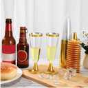 50 Pcs Plastic Champagne Flutes Disposable Champagne Glasses Bulk 5.5 oz Clear Mimosa Cocktail Cups with Rim Detachable Glasses for Wedding Party Birthday Anniversary(Gold, Clear)
