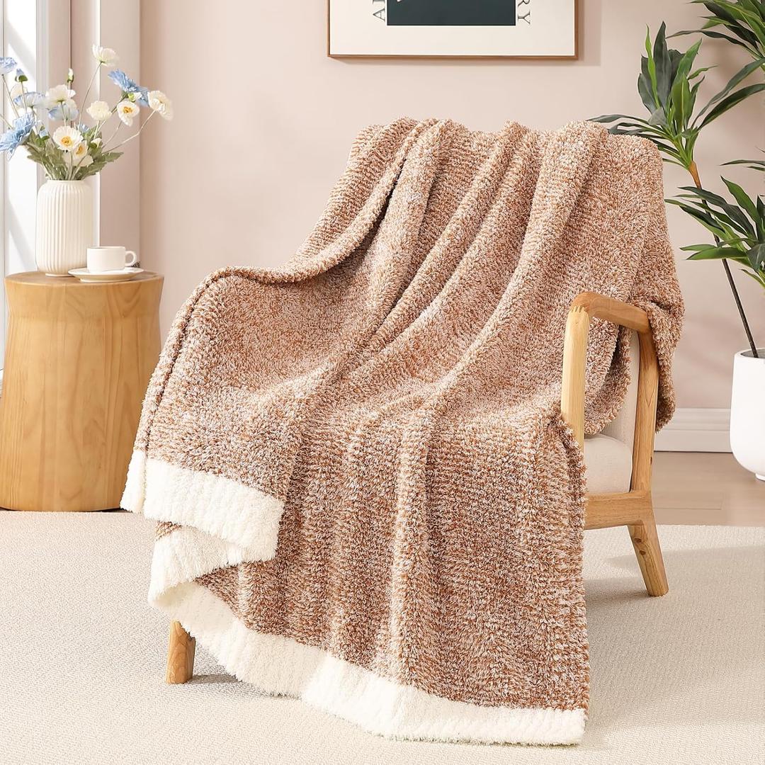 WRENSONGE Throw Blanket Cationic Dyeing Burnt Orange Soft Cozy Fluffy Warm Hand Made Throw Blankets for Couch, Sofa, Chair, Bed, Camping, Picnic, Travel Lightweight Bed Blanket - 50"*60"