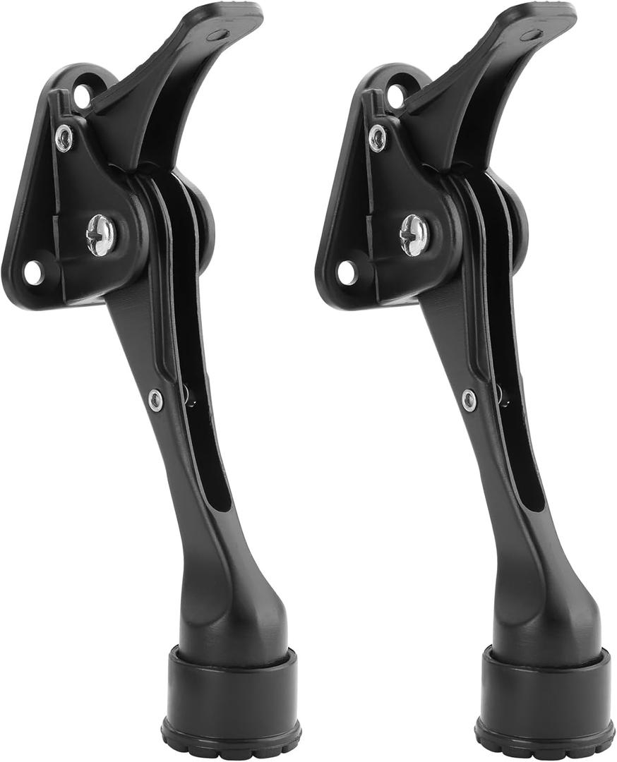 Malimali Kickdown Door Stoppers for Bottom of Door, 4" Height Adjustable Rubber Door Stop Commercial Heavy Duty Door Holder to Keep Door Open (Black, 2 Pack)