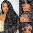 30 Inch Water Wave Lace Front Wigs Human Hair Wet and Wavy 13x6 HD Lace Front Wigs Pre Plucked with Baby Hair 200 Density Deep Part Curly Wigs for Women Natural Color