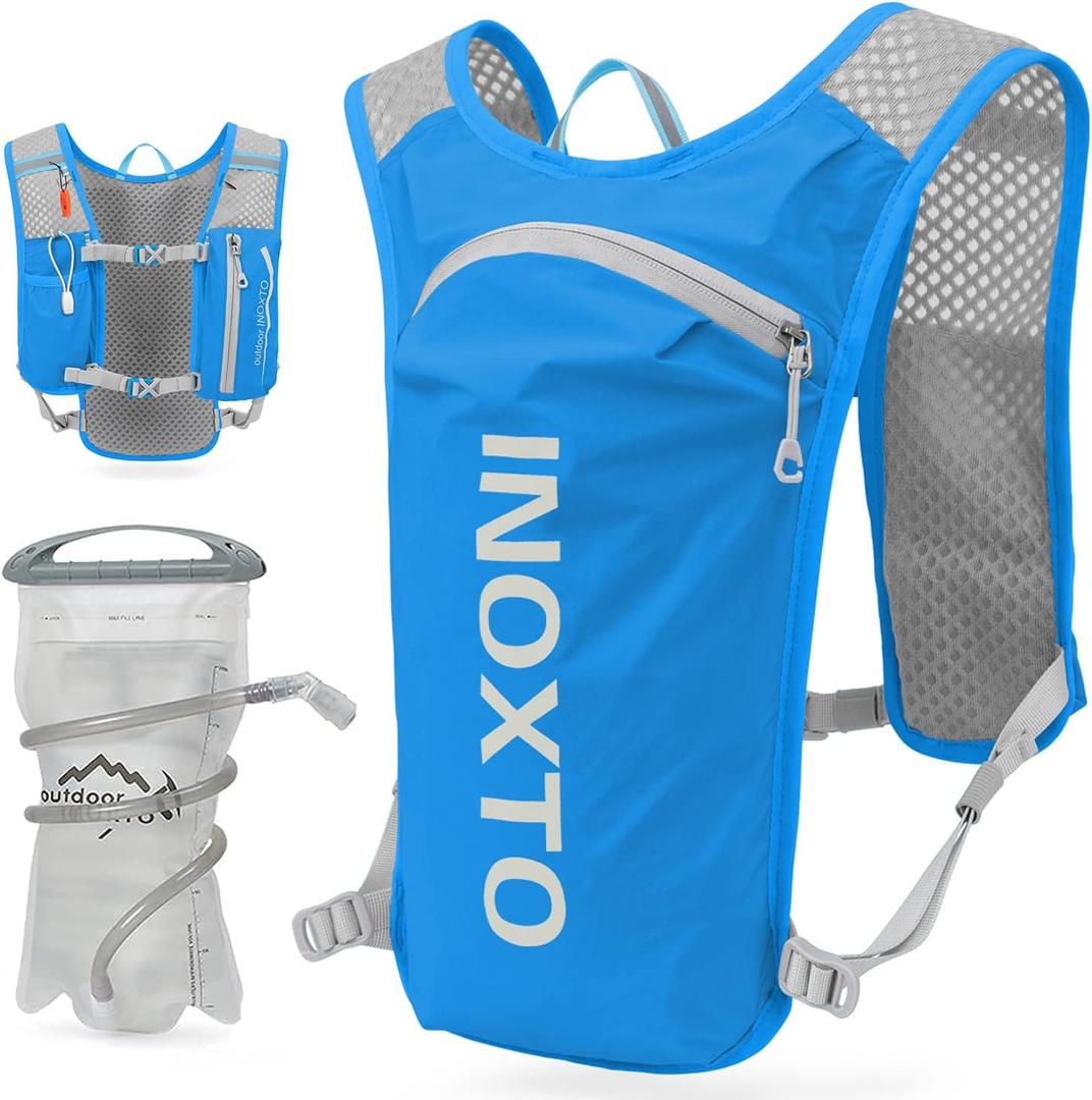 INOXTO Running Hydration Vest Backpack,Lightweight Insulated Pack with 1.5L Water Bladder Bag Daypack for Hiking Trail Running Cycling Race Marathon for Women Men