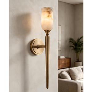 Luxury Natural Spanish Alabaster Wall Sconce 22in, 14inch