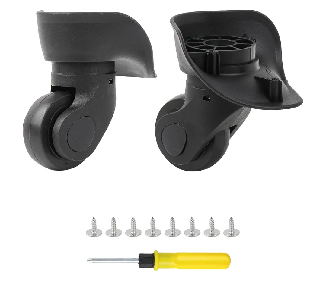 BQLZR Black Luggage Wheels Replacement Plastic Left & Right Swivel Luggage Suitcase Caster Wheels with 4 Holes,Hole Pitch (1.3"/1.54"/1.77"/1.18") 360 Degree Rotation