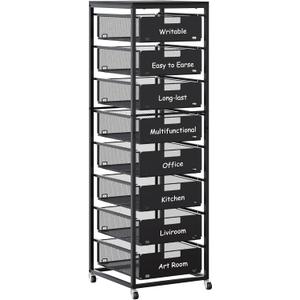 EasyPAG Rolling Cart with Drawers, 8 Drawer Multipurpose Mobile Utility Storage Craft Cart, Metal Filing Cabinet for Home Office, Black
