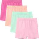 Girls Basic Athletic/Bike/Cartwheel Shorts in Cotton Spandex (Medium, Pink 4pk)