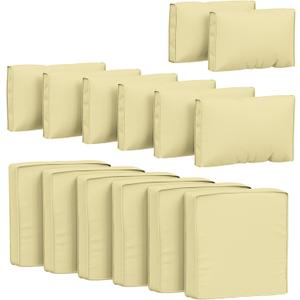 14 Pcs Outdoor Cushion Covers Patio Cushion Slipcovers Replacement Splash Proof with Zipper for Outdoor Furniture, Patio Sofa Couch 3 Sizes, Covers Only (25.5''25.5''4'', Light Yellow)