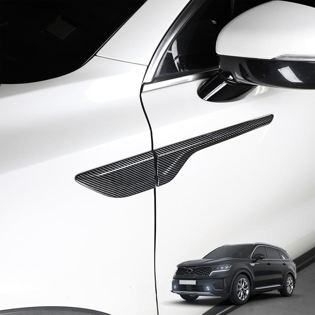 Fender Side Vent Covers, Side Body Emblem Cover Trims - Compatible with Kia Sorento 2024-2026 Accessories (Carbon Fiber Pattern)