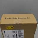 Cisily Kitchen Soap Dispenser Set with Sink Caddy, 12 Oz Glass Bottle, Hand and Dish Soap Dispenser Set with Sponge Holder, Black Stainless Steel Kitchen Countertop Sink Organizer Accessories