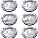 6 Pack 20 Oz Skinny Tumbler Replacement Lids Plastic Splash Covers Tops For 20 Oz Coffee Cup Lids Clear Cup Covers For 2.64 Inch Mouth Tumbler Cooler