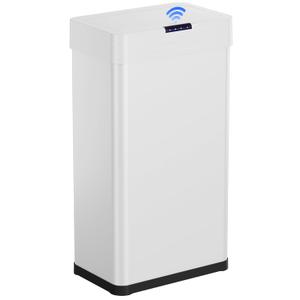 Arlopu Automatic Trash Can,Sensor Motion Stainless Steel Garbage Bin, Touchless Smart Waste Bin, W/Stay-Open, Soft Close Lid, Display Light for Kithchen, Living Room, Office (White, 21.1gal)