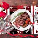 Red Black Love Paper Placemats Disposable 50Pcs Placemats Seasonal Holiday Paper Table Mats for Home Kitchen Dining Table Party Decoration