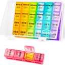 XL Large Weekly Pill Organizer 4 Times a Day, 7-Day Pill Boxes AM PM, Big Compartments Pill Case, Monthly Medication Organizer 28 Days Dispenser for Fish Oils, Vitamin Holder Supplement (White)