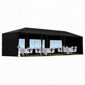 Garvee 10'x30' Party Tent, Outdoor Wedding Canopy Tent | with 5 Removable Sidewalls, Waterproof Heavy Duty Gazebo Shelter for Parties BBQ Events Garden Backyard Patio, Black