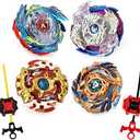 Elfnico Bey Battling Top Burst Gyro Toy Set 4 Spinning Tops 2 Launchers Combat Battling Game with Portable Storage Box Gift for Kids Children Boys