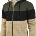 Men's Fleece Heavyweight Full Zip Hoodie Sweatshirt Jacket Hooded for Men (X-Large, Green/Black/Khaki)