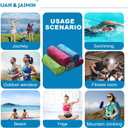 JUAN & JASMIN 2 Pack Cooling Towels (19.5"x15"), Soft Breathable Chilly Towels, Super Absorbent, Ice Wraps, Towels-Ideal for Hiking, Running, Workout, Gym, Dancing, Camping, Fitness (Green)