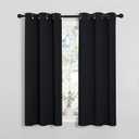 NICETOWN Blackout Draperies Window Curtain Panels, Autumn/Winter Thermal Insulated Solid Grommet Blackout Curtains/Drapes for Cafe (Set of 2, 34 inches by 54 inches, Black)