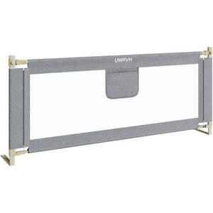 Bed Rails for Toddlers，Toddler Bed Rails，Bed Rail for Baby - Adjustable Height Bed Guard with Child Safety Lock, Universal Fit for King/Full/Twin Beds (Grey, 1 Side 74.8Inch)