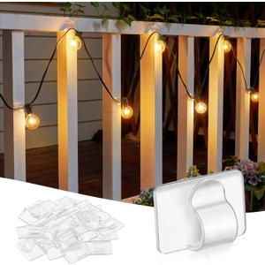 Brightown UV-Resistant Cable Clips and Stickers, 25 Clips & 30 Stickers - for Indoor & Outdoor Light Cords
