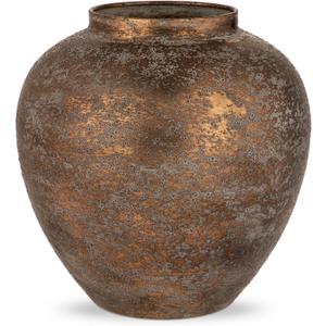 Flower Vase for Home Decor, 11.4" Large Decorative Metal Vase for Pampas Grass, Modern Rustic Textured Iron Vase Centerpiece for Modern Farmhouse Table Living Room Entryway, Antique Bronze