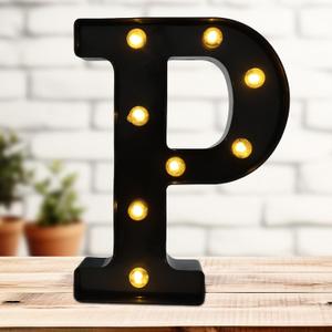 Led Marquee Letters, 8.58 Inch Black Light Up Letters, Small Led Letter Lights, Battery Powered Lighted Letter for Table, Party, Birthday, Christmas Decor (Black, Letter P)