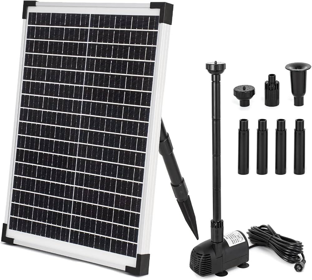 Eco Friendly Solar Fountain Water Pump Kit 25W 410GPH Submersible Power Pump and 25W Solar Panel for Solar Fountain, Fish Pond Ventilation, Hydroponics, Garden Decoration, Aquatic Cultures