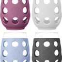 Lifefactory Wine Glass with Protective Silicone Sleeve, 4 Count (Pack of 1), Carbon, Optic White, Periwinkle, Wisteria