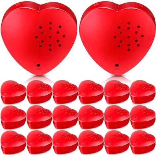 Fabbay 20 Pack Voice Recorder for Stuffed Animal 30 Seconds Heart Red Push Button Heart Sound Recorder Recordable Device for Stuffed Animals Blanket Pillow Message Recording
