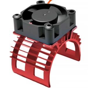 Alloy Heat Sink with 5V Cooling Fan for Traxxas Trx4 Slash ARRMA SCX10 and 1/10 RC Car - Compatible with 540, 550, 3650 Size Brushless Motor (Red)