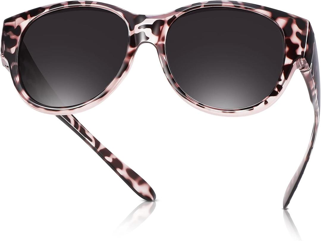 Polarized Fit Over Sunglasses for Women Men Stylish Cat Eye Wear Over Sun Glasses UV Protection (Rda-grey Leopard)
