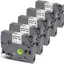 P Puty 12mm 0.47 Laminated White Tape Compatible with Brother Label Maker Tape Replacement for Brother P-Touch Label Tape TZE-231 12mm 0.47 Laminated White for PT-D210 D220 1280 H110 1280 D400, 5-Pack (Black on White)