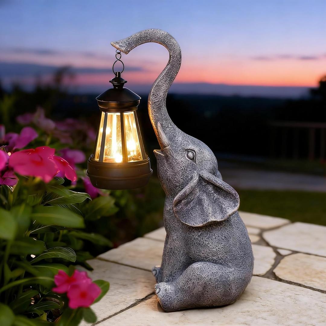 Goodeco Elephant Statue for Garden Decor with Gift Appeal - Ideal Gifts for Women, Mom or Birthdays, Beautifully Crafted Outdoor & Home Decor to Wow Your Guests (11" Elephant)