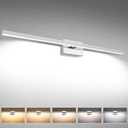 VOLISUN Modern Over Mirror Chrome Bar Vanity Light - Dimmable 5CCT LED Fixture, 39.4 inch, 24W - ETL Certificated