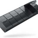 Barhon Pill Organizer Large, Weekly Medicine Pill Organizers, 7 Day Pills Box Case Travel for Big Vitamin Supplements Fish Oil, Black