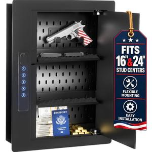 Electronic Wall Safe Between 16" & 24" Studs with Shelves & Hooks