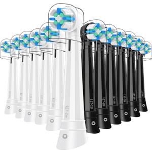 12 Count IO Replacement Heads Compatible with Oral B IO 2/3/4/5/6/7/8/9/10 Series Electric Toothbrushes, Medium Softness Brush Heads Compatible with Oral B iO for Teeth and Gums Care (Black/White)