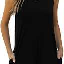 Nfsion Womens Summer Casual Loose Tank Romper Sleeveless Crewneck Jumpsuit Shorts Romper with Pockets Outfits 2025 M