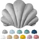 Ashler 3D Throw Pillows Shell Shaped Accent Throw Pillow, Soft Velvet Insert Included Cushion for Couch Bed Living Room, Pack of 1, Light Grey, 18 X 13 inches Light Grey