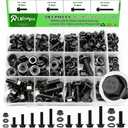 Ruibapa 283Pcs Metric Flange Bolt Assortment,M6x1.0,M8x1.25, M10x1.5 (12mm to 30mm) Bolts and Nuts Assortment,10.9 Black Zinc Galvanized,Bolt Kit