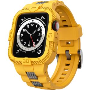 GELISHI Bands Compatible for Apple Watch Band 46mm 45mm 44mm 42mm, Men Sport Rugged Band with Protective Case for Watch Series 11 10 9 8 7/ SE 3/2/1/ Series 6 5 4 3 (Yellow)