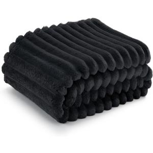 Bedsure Black Throw Blanket for Couch - GentleSoft Cozy Soft Blankets for Women, Cute Small Fleece Throws for Girls, 50x60 Inches
