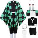 Moalioi Anime Cosplay Costume Kimono Halloween Women Men's Set Accessories (XX-Large, Tanjiro)