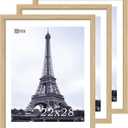 VCK 22x28 Poster Frame Solid Wood Natural 3 Pack Picture Frames 22 x 28 Inches with Wall Mounting Hanging