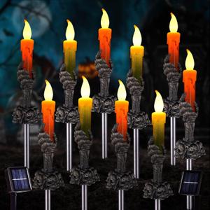 ILLUMINEW Halloween Solar Pathway Lights, Set of 10 Multicolor LED Landscape Lights for Yard Lawn Patio Walkway Decor (10 Pack-Black)