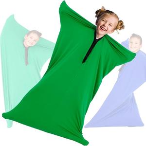OUTREE Sensory Sock for Kids, Small,3-5 Years,39''×27'',Good for Height:2'9'' - 3'6'',Full Body Sock Provides Deep Pressure Input, Sensory Toys for Autistic Children with A Carrying Bag,Green