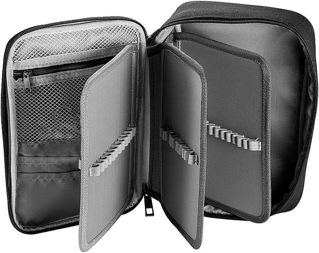 Large Capacity Pencil Case, 72 Slots Colored Pencil Pouch Bag Portable Pencil Holder Stationery Organizer with Compartments for Office and Travel, Black