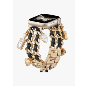 Stylish Metal Band Compatible with Apple Watch Bands for Women 40mm 38mm 41mm 44mm 42mm 45mm 46mm,Pretty Chain Strap with Apple Watch Accessories Charms for iWatch Series 11 10 9 8 7 6 5 4 3 2 1 SE