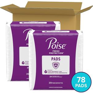 Poise Incontinence Pads for Women/Bladder Leakage Pads/Bladder Control Pads, 7 Drop, Ultra Absorbency, Long Length, 78 Count
