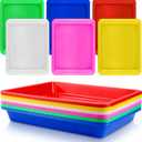 Bercoor 12 Pack Plastic Art Trays, Activity Crafts Serving Organizer Tray for Kids School Classroom DIY Projects Supply, Painting, Jewelry, Beads, 6 Colors